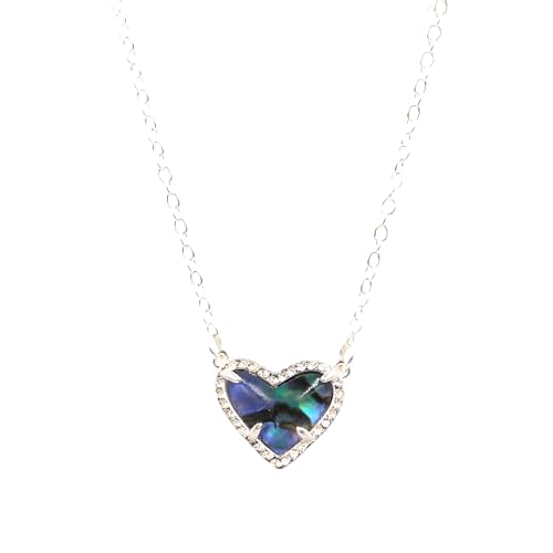 Collier bleu en argent 925 avec pendentif coeur druzy rose
