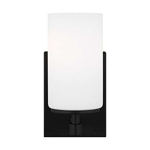 Image of Generation Lighting 1-Light Alturas Contemporary Bath Fixture Wall Lamp Midnight Black 4124601-112 | Bathroom Light Fixture for Home Decor | Wall Sconce Vanity Light Fixture and Bathroom Accessory