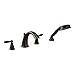 Moen Brantford Oil Rubbed Bronze Two-Handle Deck Mount Roman Tub Faucet Trim Kit with Single Function Handshower, Valve Required, T924ORB