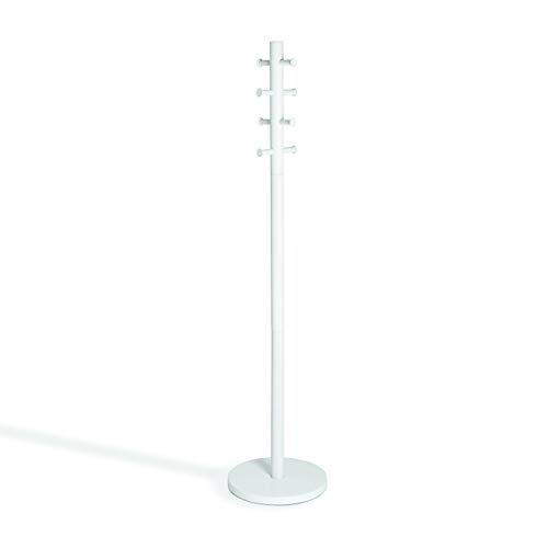 Umbra Pillar Coat Rack, W/STOOL, White Wood Umbra Pillar Coat Rack, W/STOOL, White Wood