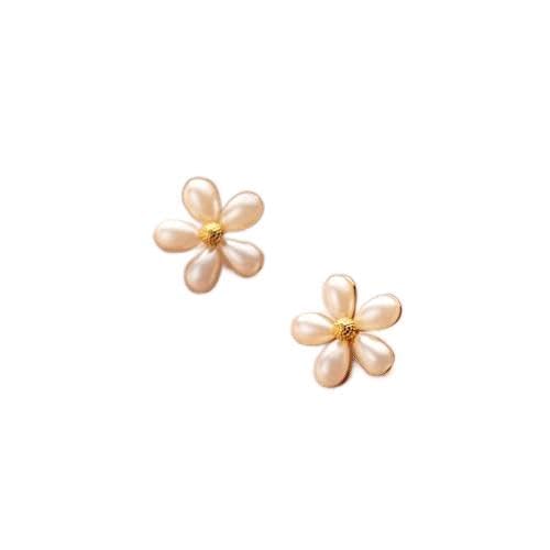 Boucles d'oreilles perle en argent 925 et fleur ciselée main