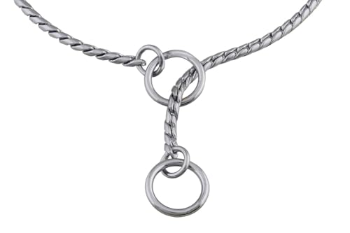 Image of Heavy Duty Choke Swivel Metal Dog Chain - Durable Training Collar with Strong Links & 360 Swivel for Medium & Large Dogs (Snake Chain 49cm /4 MM - Silver)
