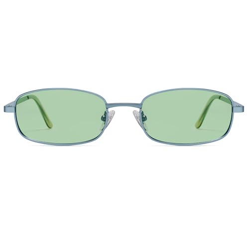 Image of SOJOS Trendy Rectangle Sunglasses Womens Mens, Retro 80s 90s Y2k Chic Narrow Thin Skinny Sunnies SJ1187