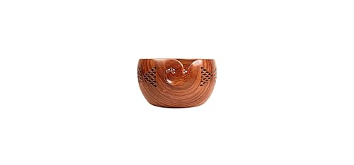 Image of Lumberkart Handmade Wooden Yarn Bowl - Premium Yarn Bowls for Crocheting & Knitting - Handcrafted Rosewood Crochet Bowl - Yarn Holder for Tangle-Free Yarn Control