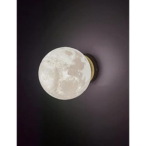 KRIPINC Creative Planet Wall Lamp, Nordic Minimalist 3D Moon Wall Light, Art Deco Wall Lights Indoor for Living Room, Bedroom, Bedside (15*15cm, Trichromatic Light) Cover