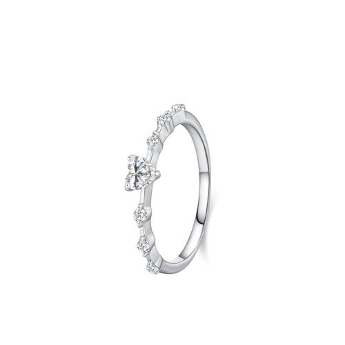 KnSam Anillo de compromiso de oro blanco de 9 K/14 K/18 K, joyas de oro auténtico, serie clásica, con forma de corazón, con diamante tallado en corazón, anillos de boda, color blanco y oro Au 375/585