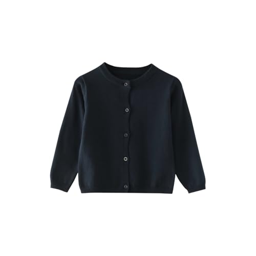 Toddler Girls Classic Knit Cardigan School Uniform Sweater Crewneck Button Front Outerwear Kids Comfy Sweatshirt