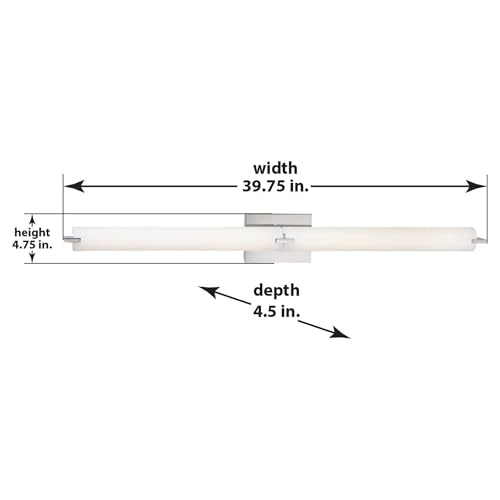 Image of GEORGE KOVACS P5046-084-L Tube LED Vanity Bath Light, 2-Light, 40 Total Watts, 4.75-in H x 39.75-in W, Brushed Nickel