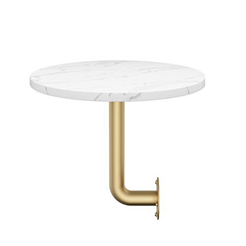 Nordic - Mesa de centro redonda moderna y pequeña para montar en la pared, mesa auxiliar de bar con parte superior de mármol, muebles clásicos de bistró para decoración de comedor (blanco, diámetro de