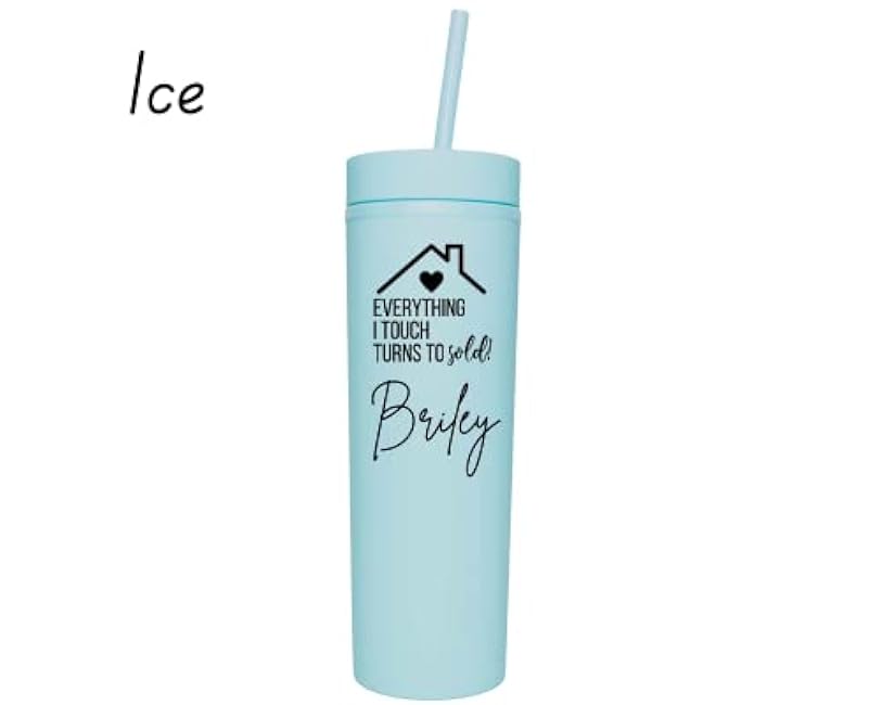 Personalized Realtor Gifts for Agents, Realtor Tumbler, Real Estate Gift, Realtor Closing Gift,Everything I Touch Turns to Sold,Closing Gift (PINK, BLACK TEXT)