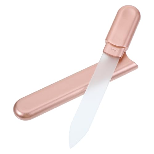 Limas de uñas de vidrio para mujer, 1 paquete de limas de uñas de cristal para uñas naturales, lima de uñas de viaje de vidrio grueso, lima de uñas de doble cara grabada suave para el cuidado de las