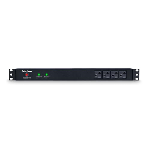 CyberPower RKBS20ST4F8R Rackbar Surge Protector, 120V/20A, 12 Outlets, 15 Foot Power Cord, 1U Rackmount, UL Listed