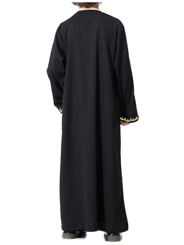 WSPLYSPJY Embroidered Muslim Thobe for Boys Solid Color Islamic Kaftans Button Down Gown with Pocket2