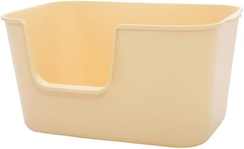 Xiraivke 猫 特大猫トイレ 飛沫防止 一体型 オープンタイプ 猫トイレ 特大猫トイレ 猫用品 (イエロー)