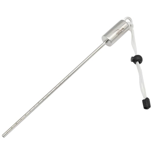Rehoetom Sonajero de buceo de acero inoxidable para uso subacuático, sonda de grado marino 316 con correa de mano, herramienta de seguridad de buceo de 12.4 x 1 pulgada para esnórquel y buceo (blanco)
