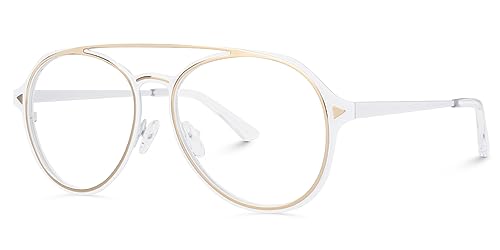 Image of VOOGLAM Stylish Aviator Blue Light Blocking Glasses for Men Women Anti Eyestrain UV Eyewear Ellasyn