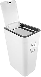 Alipis Bathroom Trash Can with Lid Garbage Can 10L Slim Trash Can Wastebasket Plastic Trash Bin for Bedroom Office Living Room Kitchen White
