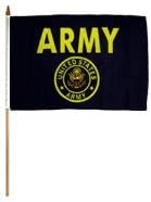 One Dozen Army (Gold) Stick Flags, 12" x 18"