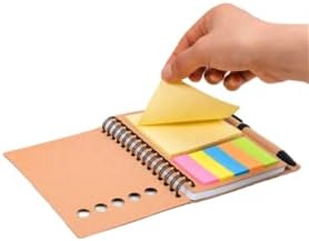 Miniatura 7 de Pack de 4 blocs de notas en espiral con soporte para bolígrafo, cuaderno de papel rayado, notas adhesivas, marcadores de página y fichas de índice