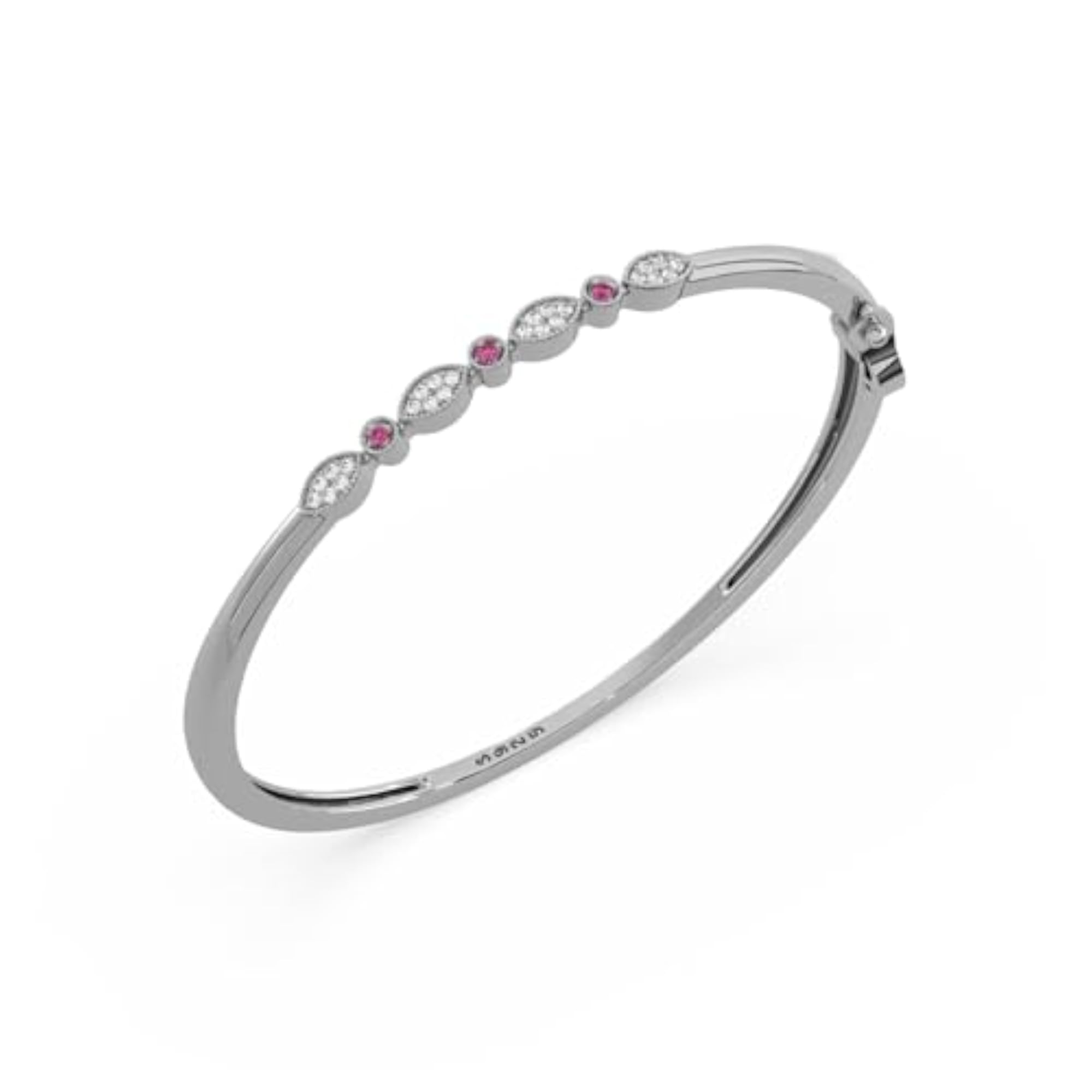 Women's 925 Sterling Silver Kada Bracelet, Rhodium Plated