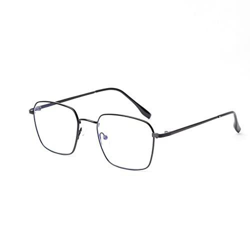 Nitshwet | Square Blue Cut Computer Glasses | Metal Eye Frame Zero Power | Anti Glare & Blue Ray Cut | Men & Women