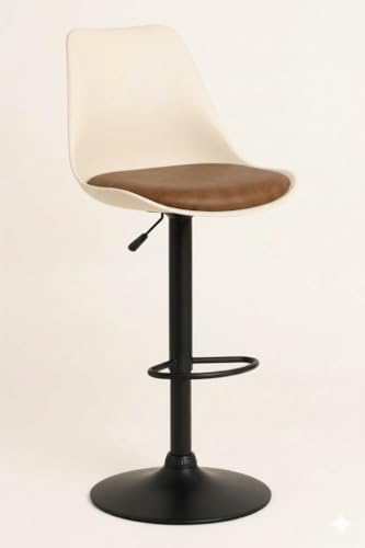 Image of 360 REVOLVING Height Adjustable Swivel BAR Stool /Kitchen Chair Suitable for Kitchen, Cafeteria, Dining, Office, Shops, Counter seat, Breakfast, Pub (Black Base)