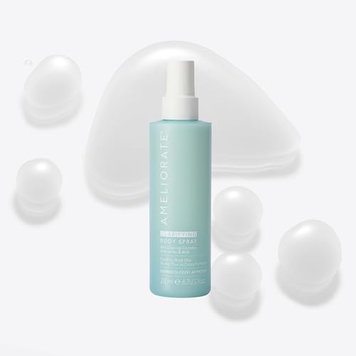 AMELIORATE Clarifying Body Spray 200ml | Back & Body Blemish Treatment | Exfoliating Blemish Mist with Lactic Acid | Unclogs Pores & Reduces Redness | 360° Nozzle, Dermatologist Approved