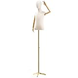 Kinder-Mannequin-Körper-Torso-Kleiderform mit Holzarmen und Stoffkopf, höhenverstellbarer halber Mannequin-Torso für Kleidungspräsentation, Babygeschäft (Farbe: Stativständer, Größe: 2 Jahre alt)