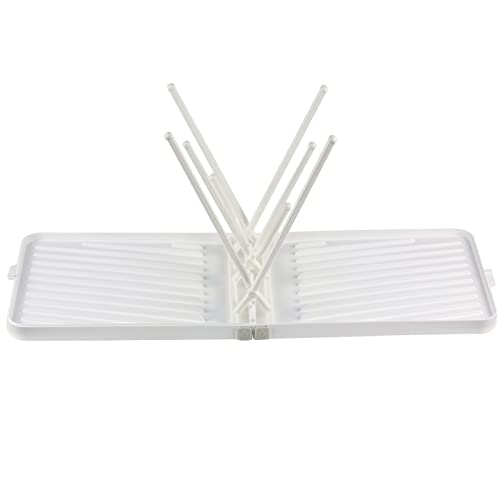 Image of WHNL Travel Baby Bottle Drying Rack with Tray and Drainer,Foldable, Portable Travel Space Saving Design, White