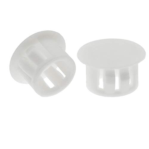 30PCS 13mm (1/2") White Hole Plugs Plastic Flush Type Hole Plugs Snap in Locking Hole Tube, Furniture Fencing Post Pipe Insert End Caps (White)