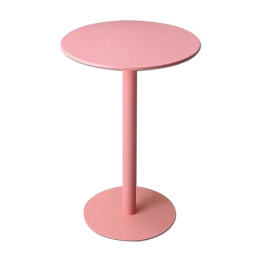 Elegante mesa de bar redonda rosa – Mesa alta de cóctel y bistró para comedor, café, té y vino – Mesa auxiliar de sofá compacta (70 x 70 x 104 cm) – perfecta para el hogar y eventos