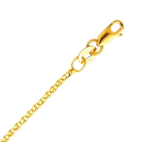 14k Real Yellow/White Gold Solid 1.6mm Flat Open Wheat Chain Necklace with Lobster Claw Clasp, Jewelry Gift for Women Men