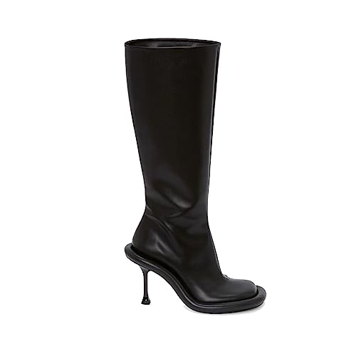 Goolita Women's Denim Knee-High Boots, Black, Stiletto Heel, Zip Closure, Gothic, Casual, Party, Dating, All Seasons3