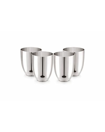 Image of Tosaa Stainless Steel Lotus Glasses Pack of 4 - Non-Reactive Material Keeps Beverages Safe and Fresh, Suitable for Water, Juice, Milk, Or Cold Beverages