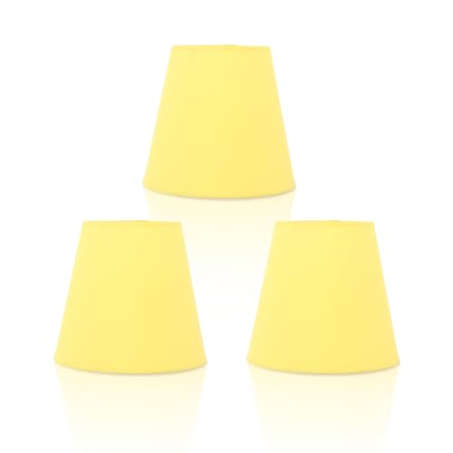 Lampenschirme 3er-Set, Lampenschirm Klein E14, Lampenschirms Aus Stoff,Lampenschirm Clip On für Hängelampe Tischlampe Stehlampe Ersatz Für Tischlampen Und Stehlampen(Gelb 9 * 13 * 14cm)