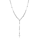 Dada Gioielli - Rosenkranz-Halskette aus 925er Silber mit wundertätiger Madonna Medaille und Kreuz und Medaille der Jungfrau Maria - Halsreif für Damen und Herren (lassisches Kreuz)