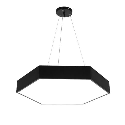 Lustre hexagonal LED 54W en métal poli noir pour une décoration raffinée