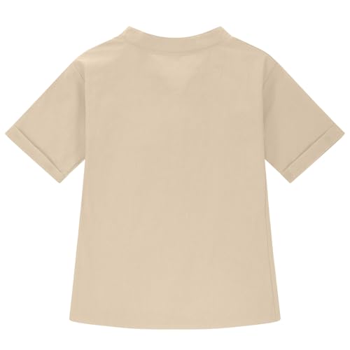 5-15T Baby Girls Linen Shirts Fashion Solid Color Short Sleeves V-Neck T-Shirts Soft Comfy Summer Blouse Tops4