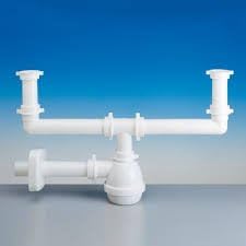 Kit sifone 2 vasche 2 vie scarichi attacco 1 “ ½ diamtero tubi 40 mm per lavello acciaio con attacco lavastoviglie