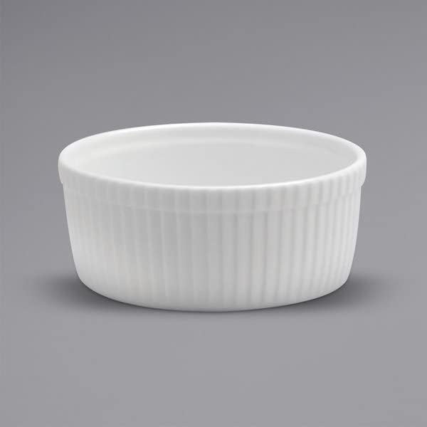 212 Main Ware Fluted Porcelain Souffle Dish, Bright White