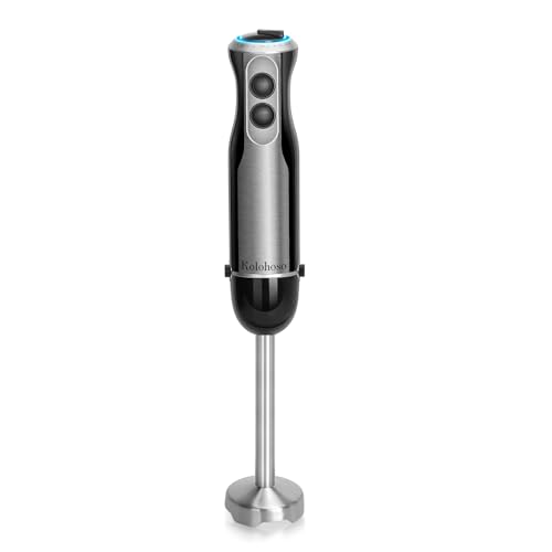 Kolohoso 1000W Stabmixer, Pürierstab mit 20 einstellbaren Geschwindigkeiten und Turbo-Modi, Stabmixer Set mit 4 Klingen aus rostfreiem Stahl, Hand Mixer mit Ergonomisches Design und Spritzschutz