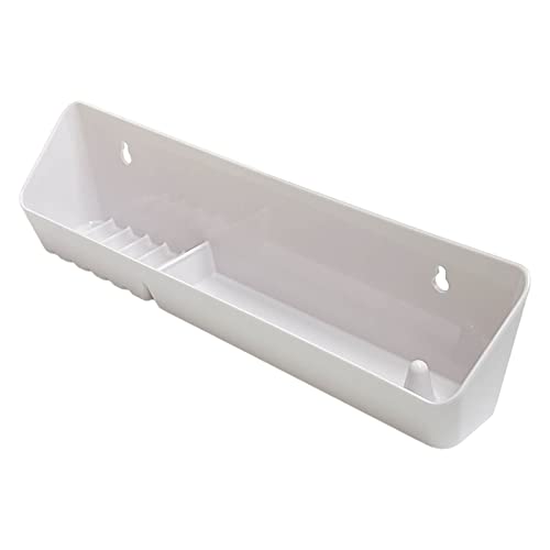 Bueyfolt 14" Kitchen Sink Front Tip-Out Accessory Trays With Mounting Screws, White, 2 Pack (Conventional Open Tray And Accessory Tray With Ring Holder And Soap Dish) Hinges Are Not Included #TOP2