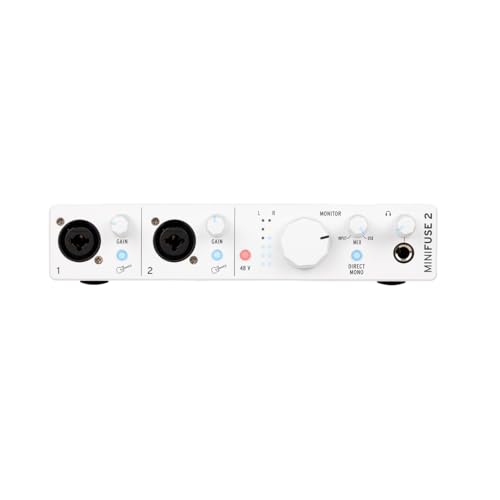 Image of Arturia - MiniFuse 2 - Compact USB Audio & MIDI Interface with Creative Software for Recording, Production, Podcasting, Guitar - White | 2 Combo Xlr and Trs Preamps with 48V, 5-Pin Midi I and O, USB Hub, Loopback, Software Bundle