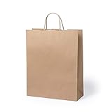 Bolsa de papel kraft marrón en acabado natural de 100gr/m2. No contiene plástico y son completamente reciclables, biodegradables y compostables despues de su uso.