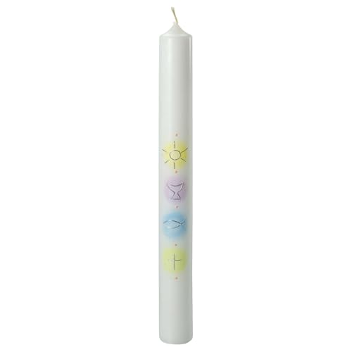 Candle for First Communion, Colourful Symbols, 400x40 mm