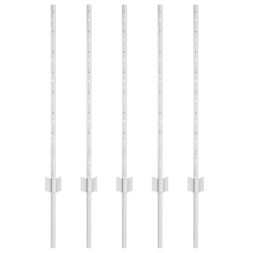 Poste de valla 5 pcs plateado 80 cm de acero plata 3