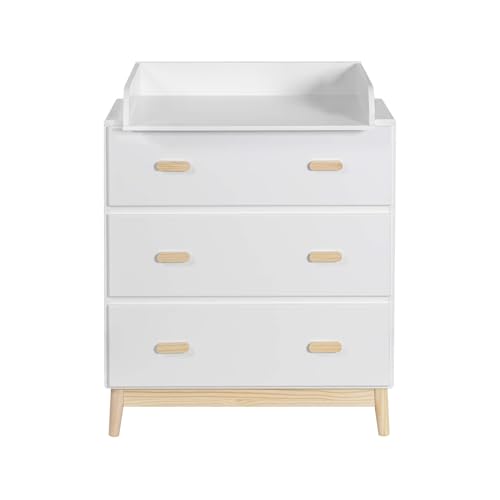 Rebecca Mobili Cambiador con Cajones, Mueble con Cambiador, Blanco Marrón, MDF Pino, Compacto, con 3 Cajones - Medidas AxAnxFon: 100 x 80 x 42 cm - Art. RE6983