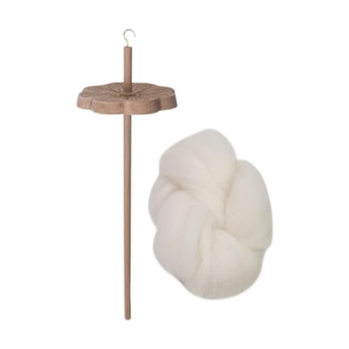 Tachiuwa Top Whorl Yarn Spinner Drop Spindle Wheel Hand Carved Yarn Winder Top Whorl Yarn Spin Top Whorl Drop Spindle for Pom Pom's, 1 Spindle with Wool