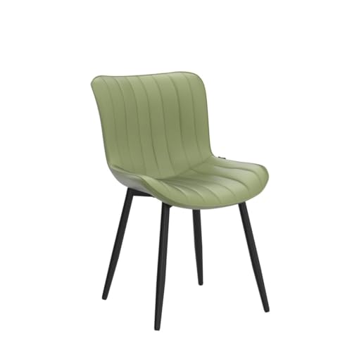 YOUNUOKE Mid-Century Modern Dining Chairs Set of 2, Olive Green Faux Leather Upholstered Accent Chairs with Black Metal Legs, Armless Side Chair for Dining Room, Guest Reception Room by YOUNUOKE - Used condition - Image 4