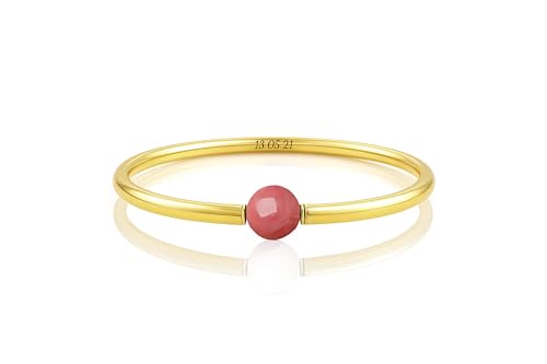Bracelet bangle en rhodonite et or 14 carats de haute qualité